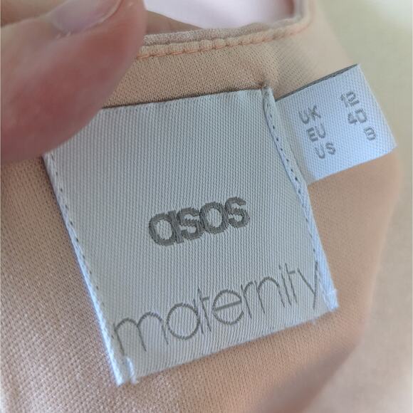 ASOS Maternity Blush Pink Midi Sleeveless Pleated Overlay Formal Dress Size 8 - Picture 6 of 9